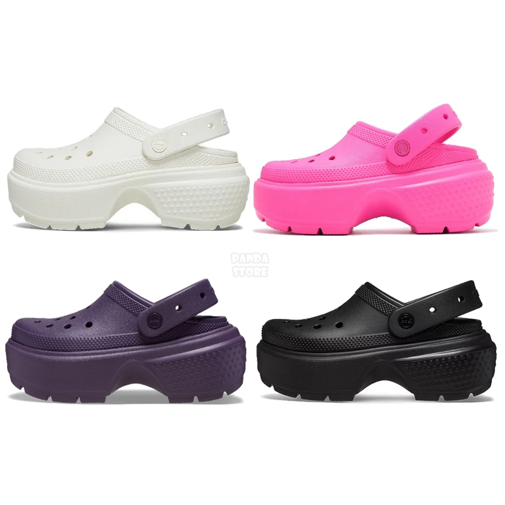 胖達）CROCS STOMP 洞洞鞋 雪屋 中性 厚底 涼鞋 209347-001 黑 0WV 白 6TW 桃 紫 女鞋 | 蝦皮購物