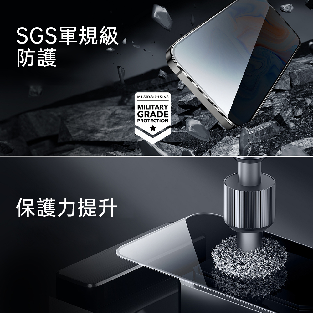 ESR 億色 防窺黑邊滿版 iPhone 15 Pro Max 6.7 吋 (2023) 高透鋼化玻璃貼3片組 - 附贈鏡頭貼2組 + 貼膜神器