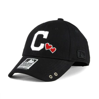 【MLB Old Fashioned Cap】印地安人 人字布 C 黑 老帽 愛心 鴨舌【ANGEL NEW ERA 】