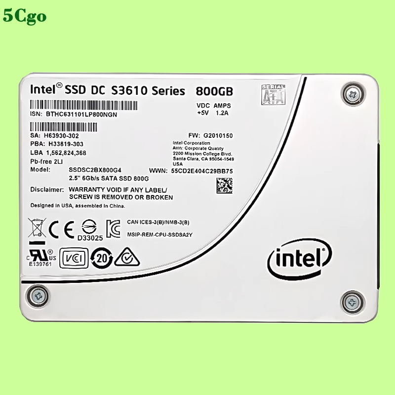 5Cgo【含稅】全新lntel英特爾S3610 400/480/800G/1.6T SATA 2.5寸MLC