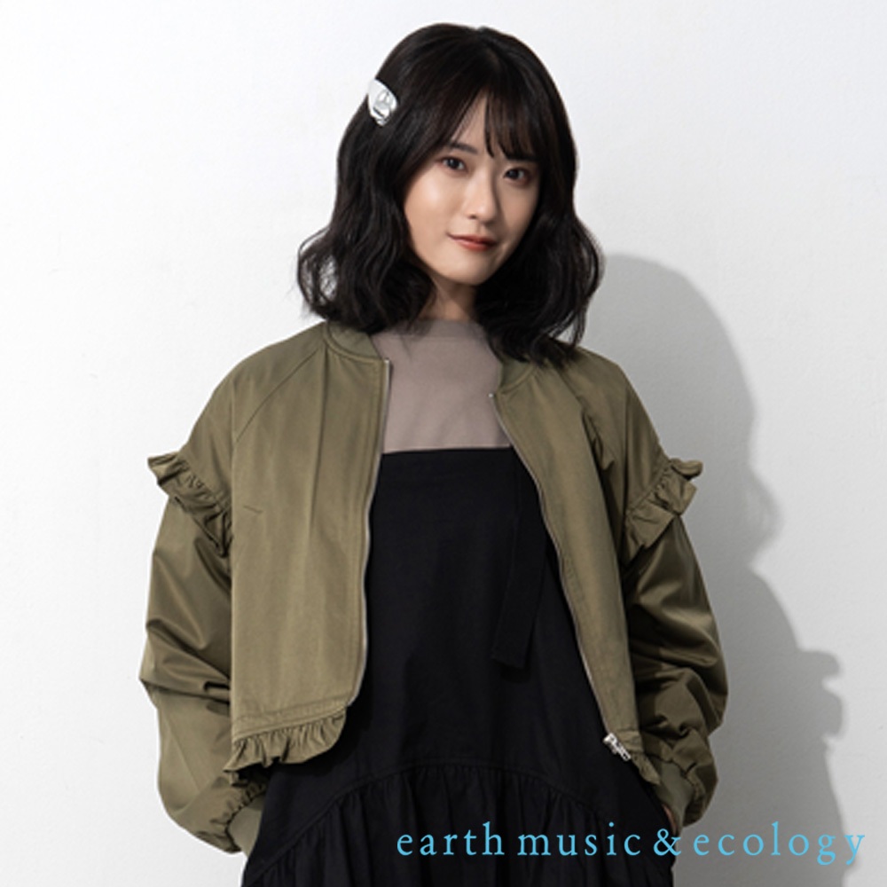 earth music&ecology 2WAY袖可拆立體荷葉摺邊設計MA-1夾克(LA33L0Y0100