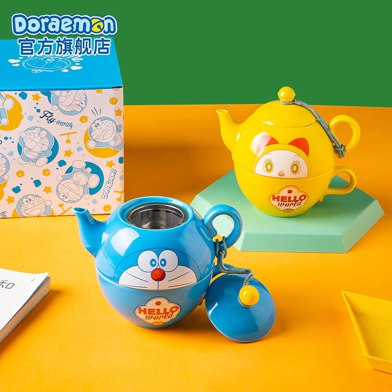 現貨】正版哆啦A夢茶壺高顏值壺身+茶杯套裝泡茶禮物小叮噹哆啦美哆啦a
