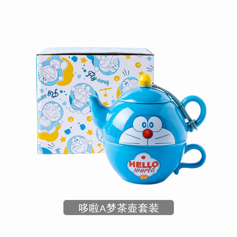 現貨】正版哆啦A夢茶壺高顏值壺身+茶杯套裝泡茶禮物小叮噹哆啦美哆啦a