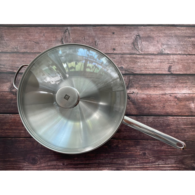 愛咪雜貨小舖】全新雙人牌ZWILLING ZW Plus 中式吵鍋＋蓋32cm 不鏽鋼吵
