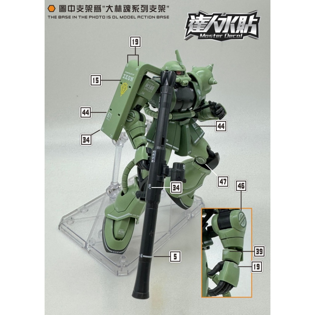 練功神物達人MASTER H028 HG 新生薩克扎古綠扎ZAKU 1/144 螢光水貼