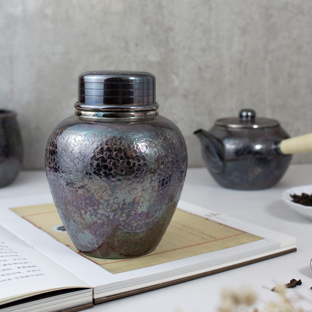 Amazon.co.jp: 古錫 茶葉罐 點銅 款 「錫製無紋茶心壺」 茶筒