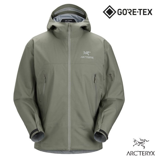 【ARCTERYX 始祖鳥】男 款防水透氣連帽外套 Gore-Tex 風雨衣 運動戶外夾克_糧草綠_X000009284