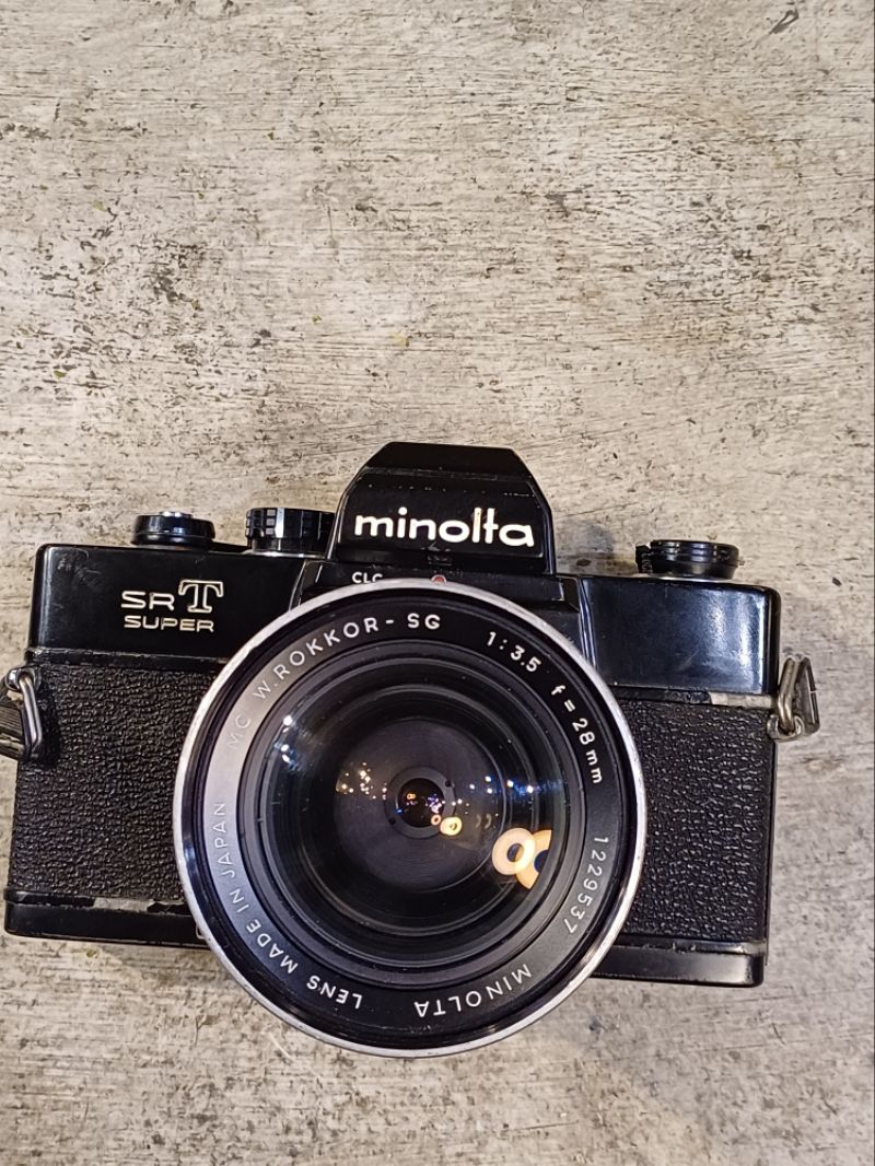 一機一鏡)minolta srt super 底片相機28mm f3.5大光圈廣角鏡MD卡口測光