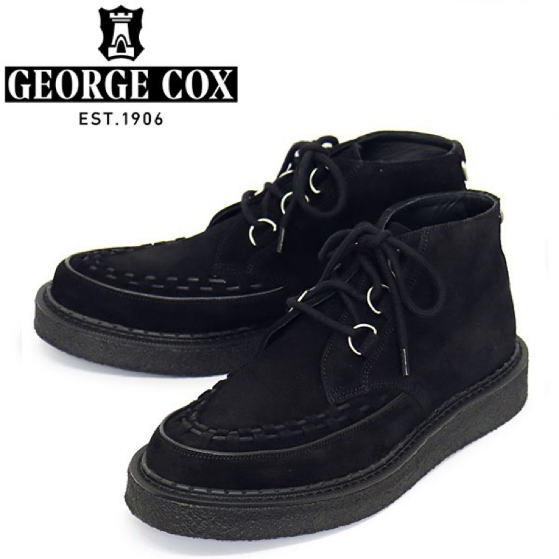英國 George Cox - Hatton D Ring Creeper Boot 圓頭 厚底靴 龐克鞋 - 黑麂皮