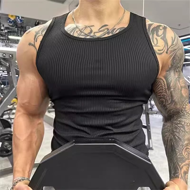 【即克運動】吊嘎 男士 螺紋 彈力 修身 打底背心 運動 汗衫 透氣 全棉 內穿背心 大碼 | 蝦皮購物