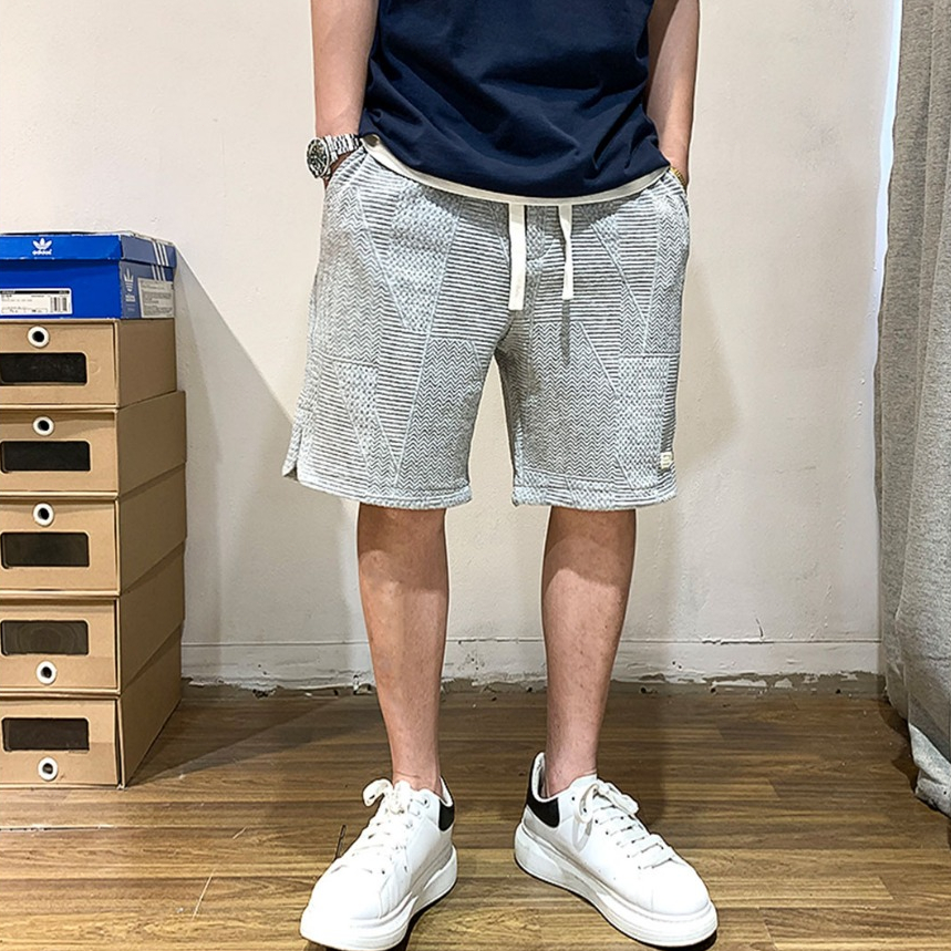 KK男装 台灣現貨 短褲男 波浪紋短褲男設計感小眾休閒五分沙灘褲夏季美式潮牌高街 | 蝦皮購物