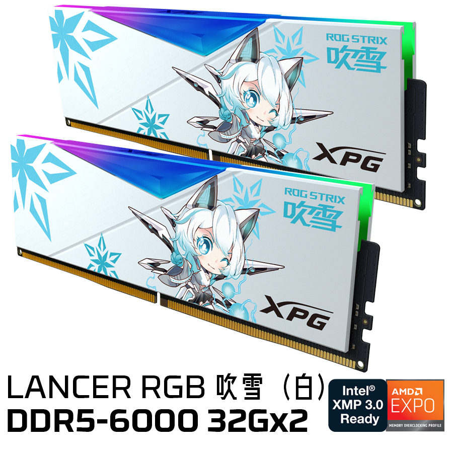 ADATA威剛XPG LANCER RGB 吹雪RO姬聯名款DDR5【16Gx2 / 32Gx2】記憶體