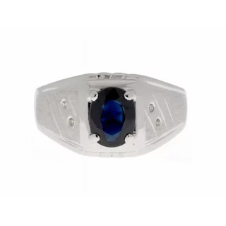 【久大御典品】天然藍寶戒指 男用 重1.74克拉  18K750K金檯 保證天然 Q8531-2
