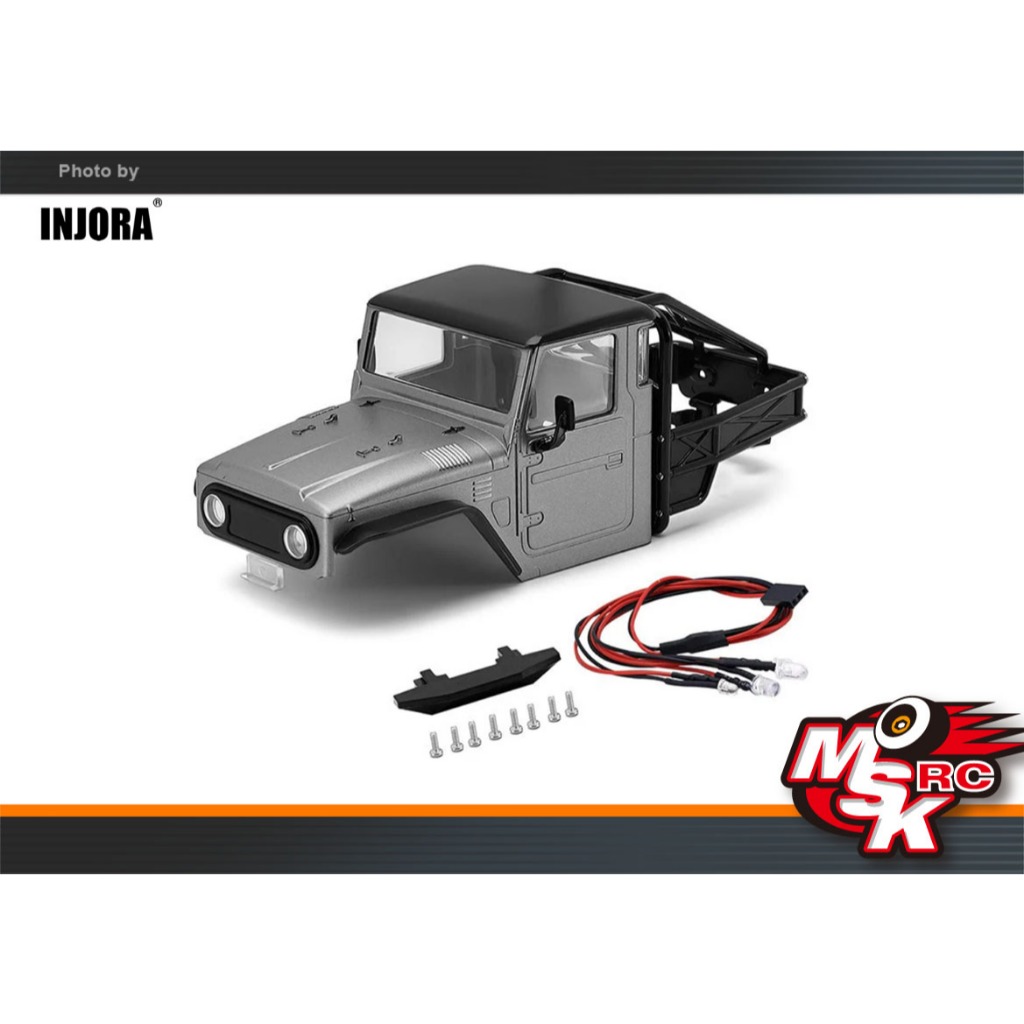 INJORA Carrosserie de Camion IR40 avec Cage Tubulaire pour Upgrade TRX4M Defender Bronco Crawler RC 1/18