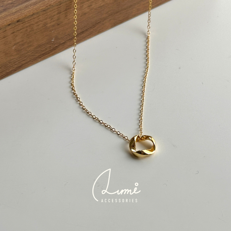 ALUMI] 小扭圈銀鍊｜S925純銀鍍18K金莫比烏斯短項鍊飾品純銀項鍊