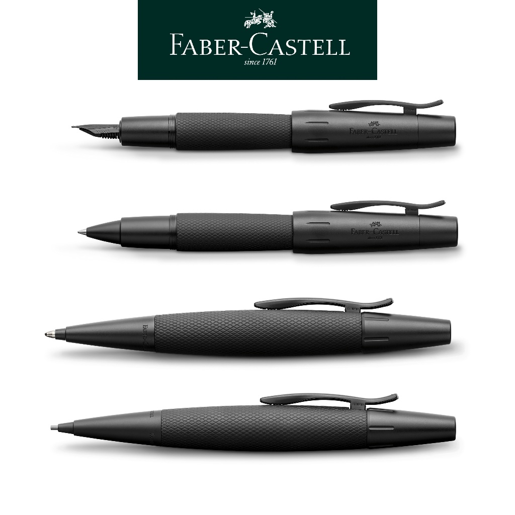 Faber-Castell】E-MOTION黑金剛/銀格紋鋼筆/鋼珠筆/旋轉原子筆