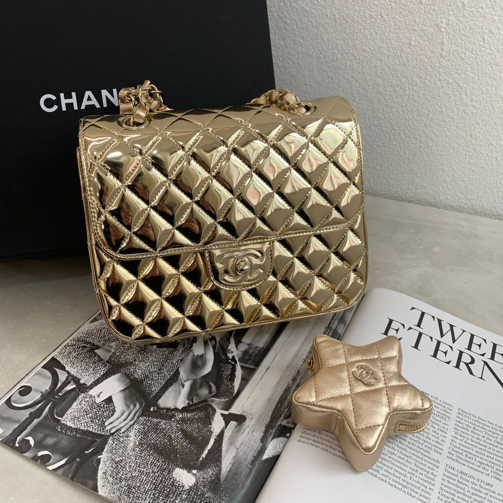 Chanel 24c金色鏡面星星後背包 | 蝦皮購物