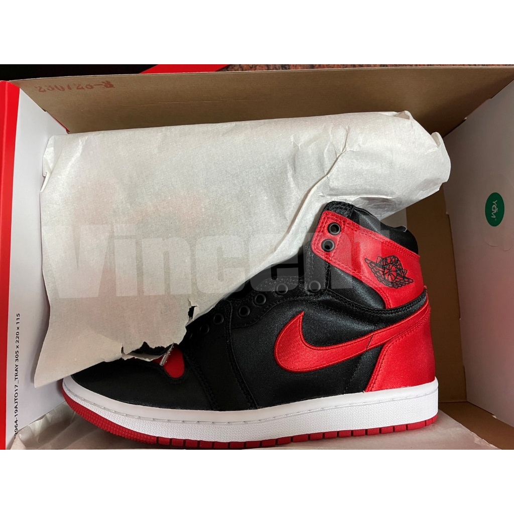 全新現貨NIKE 女款Air Jordan 1 OG Satin Bred 黑紅AJ1 UK4.5 24cm