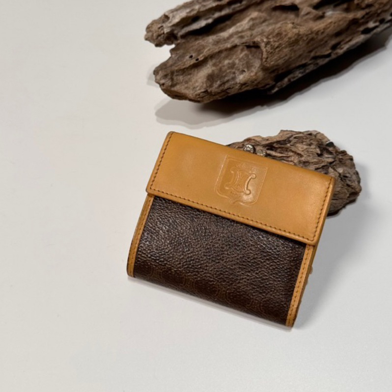 Celine vintage 日本二手 中古復古古董 經典老花 凱旋門 口金皮夾 短夾 | 蝦皮購物