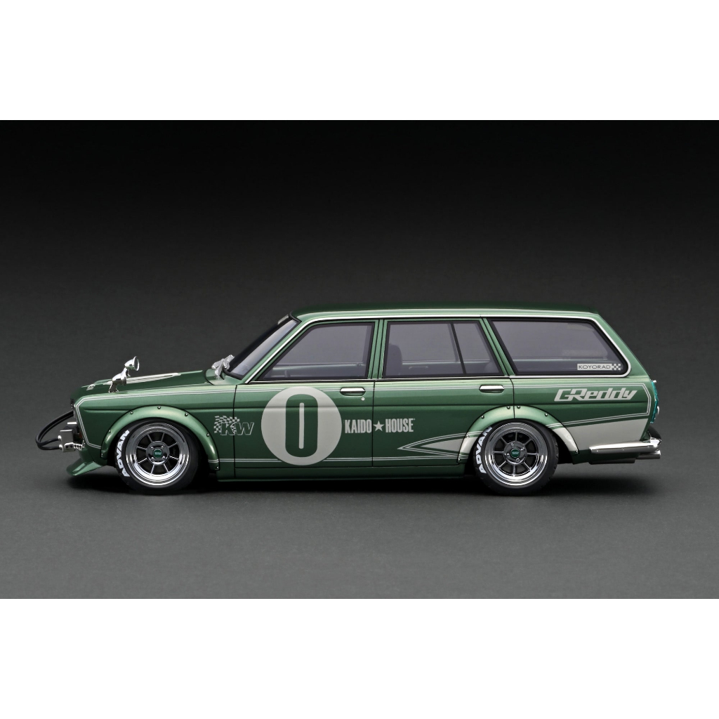 模例】ig 官網限定1/18 Datsun Bluebird (510) Wagon 金屬綠附人