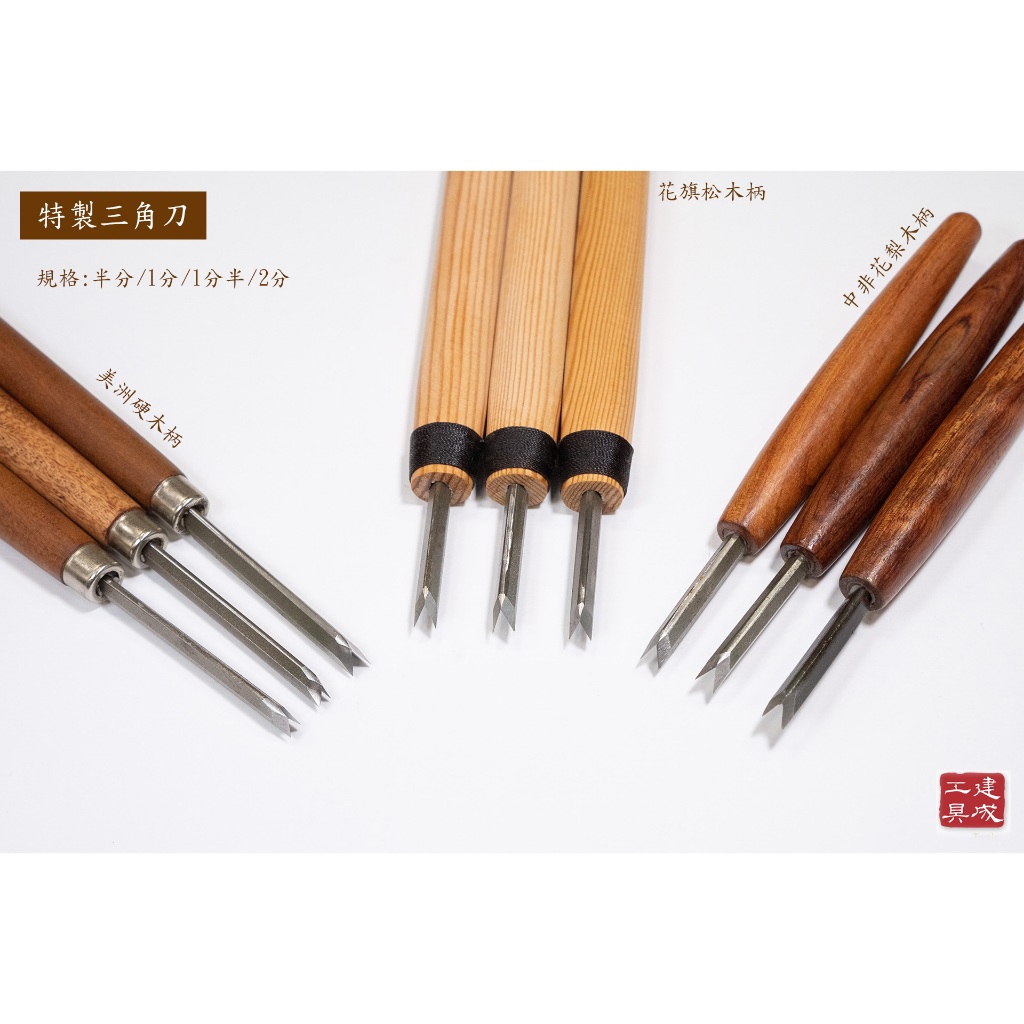[鹿港建成] 特製三角刀 木柄三角刀 1分. 分半. 2分 瑞典高速鋼 木工工具 雕刻刀 含稅附發票 | 蝦皮購物