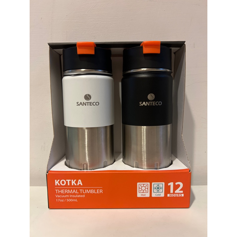 SANTECO 17 oz Stainless Steel Coffee Mug, Kariba Thermal Tumbler, Vacuum Insulated, Milk White