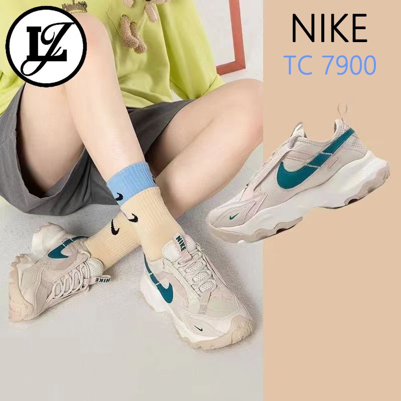 韓國代購Nike TC 7900 反光米白白黑米綠色厚底增高老爹鞋DD9682-100