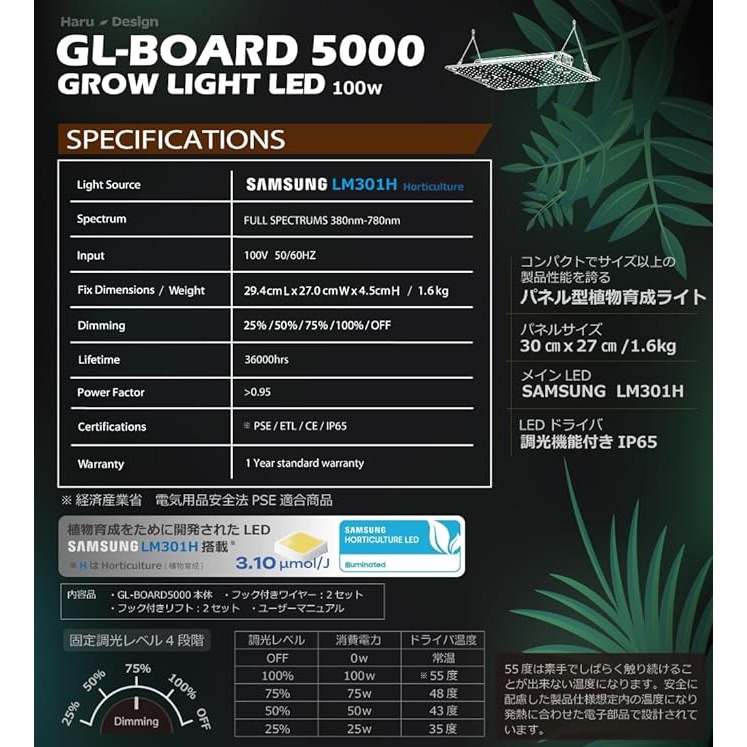 HaruDesign 植物育成LEDライト GL-BOARD5000 サムスンLM301H