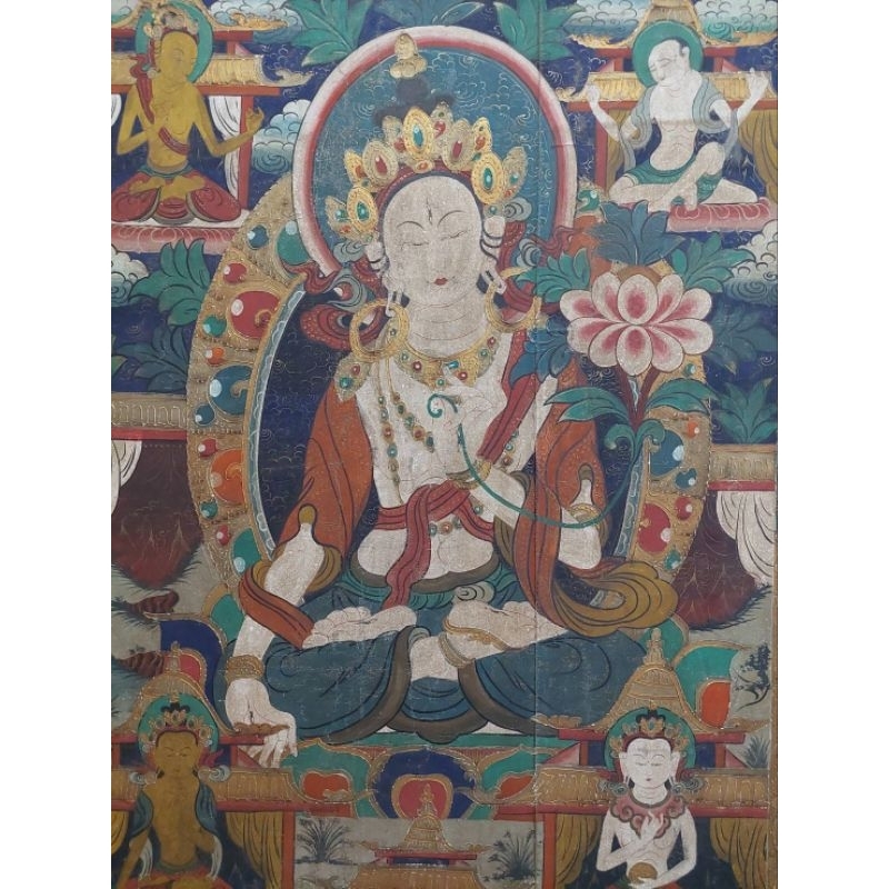 正宗 西藏白度母 老唐卡【長壽度母/七眼佛母】-法像莊嚴-50年老件/Pro收藏等級 | 蝦皮購物