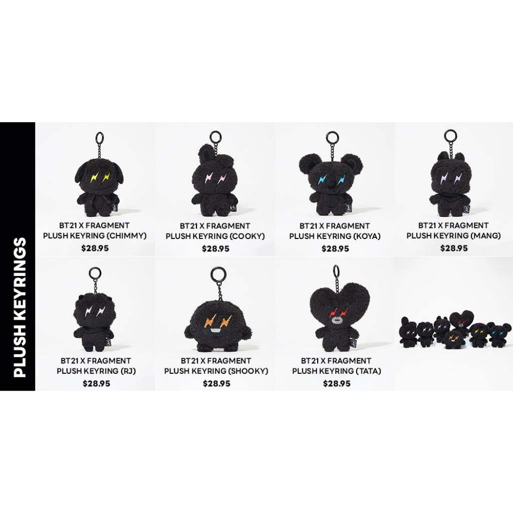 linefriends] BT21 FRAGMENT 聯名閃電黑色站娃立娃吊飾包掛鑰匙圈銀色 ...