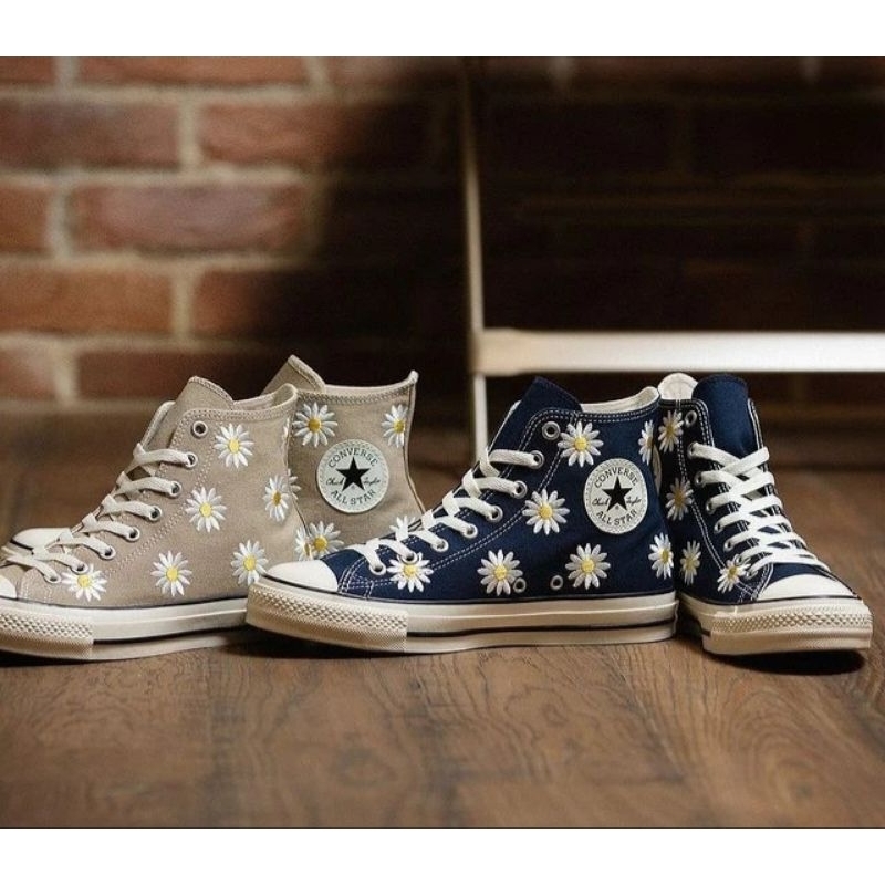 亮亮☆🇯🇵CONVERSE 日本限定超好看刺繡雛菊小花高筒帆布鞋 