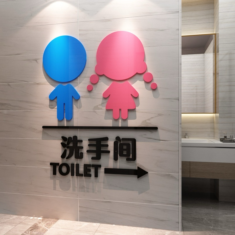 洗手間標示😇牆面壁貼壓克力😇商業空間 告示牌 牆面裝飾品 場景佈置 廁所標誌 標示牌 佈置打卡 背景貼紙畫 | 蝦皮購物