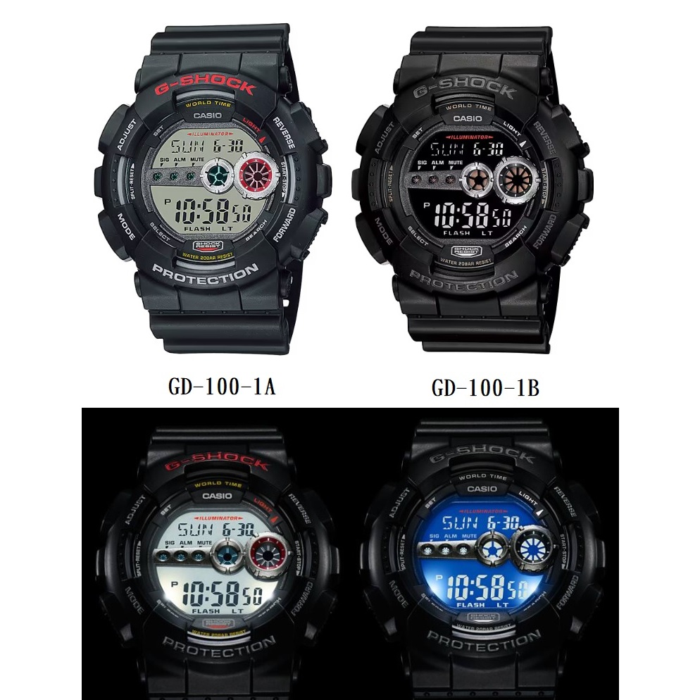【奇異SHOPS】G-SHOCK系列 高亮度LED強悍電子錶 GD-100-1A GD-100-1B | 蝦皮購物