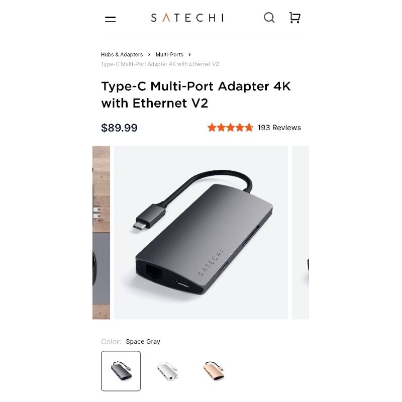 Satechi USB-C Multi-Port Adapter 4K HDMI w/ Ethernet V2 太空灰 | 蝦皮購物