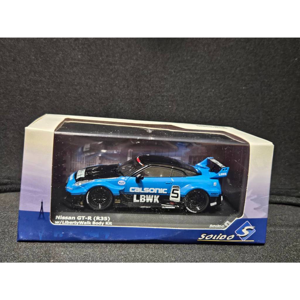 模型娜】Solido 1/43 Nissan GT-R R35 Lb Works Calsonic blue 藍 