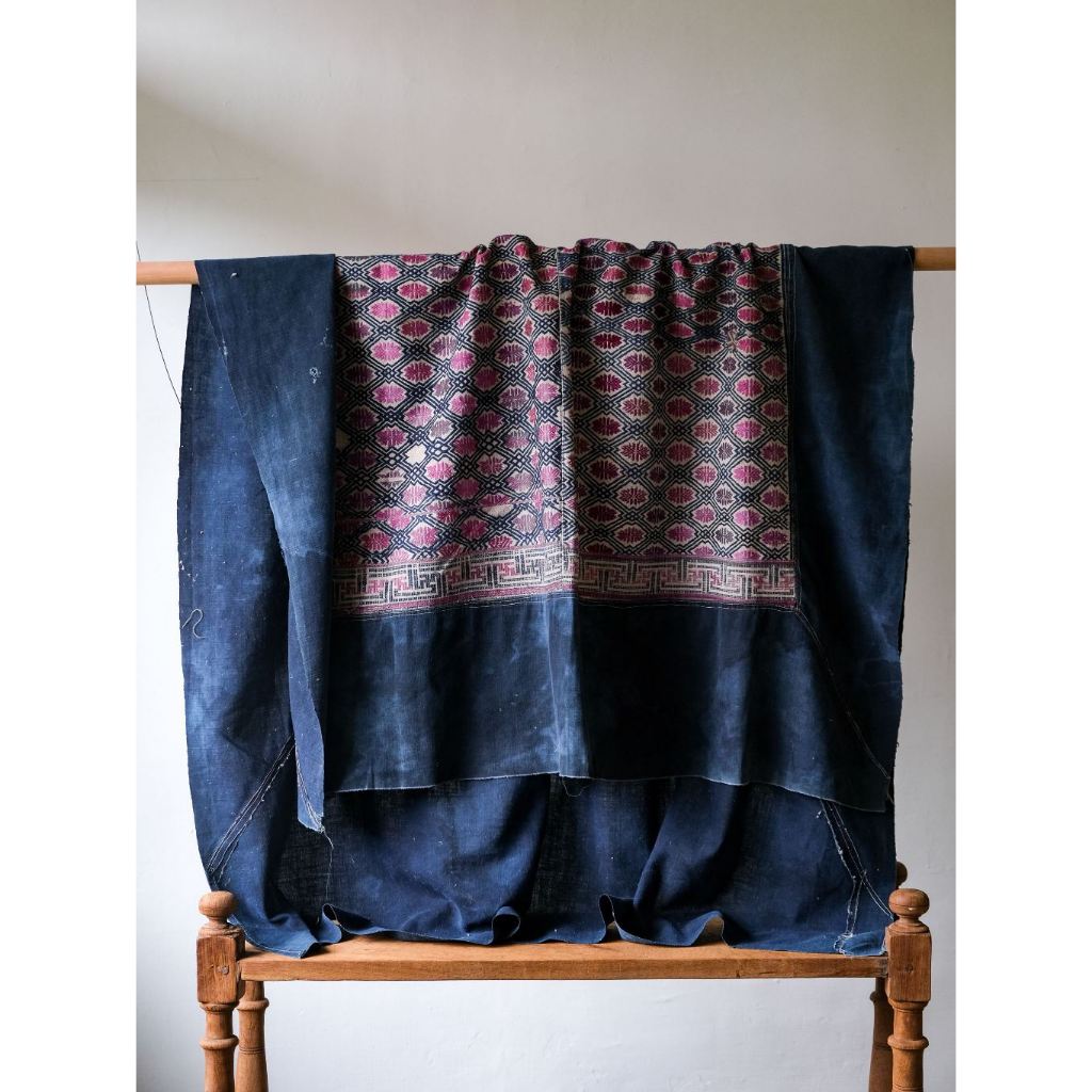 Vintage handmade textile Fabric復古手工刺繡藍染 古布 可當 桌布 掛布 拍照背景 | 蝦皮購物
