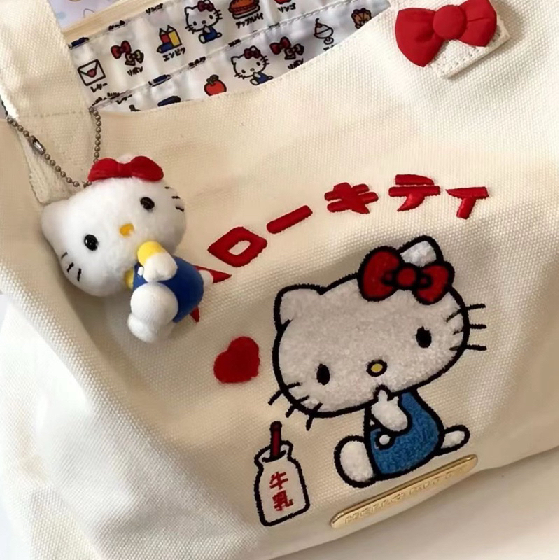 [星 shop] Hello kitty 刺繡 帆布 手提 托特包 | 蝦皮購物