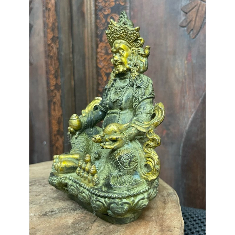 精品銅雕收藏」老件銅器/銅雕/ 浮雕青銅/黃財神/神韻佳/精細雕工