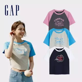 Gap 女裝 Logo印花撞色短袖T恤 短版上衣-多色可選(659474)