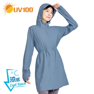 【UV100】防曬 抗UV-Suptex清涼連帽長版女外套-小帽簷(AA24077)-蝦皮獨家款