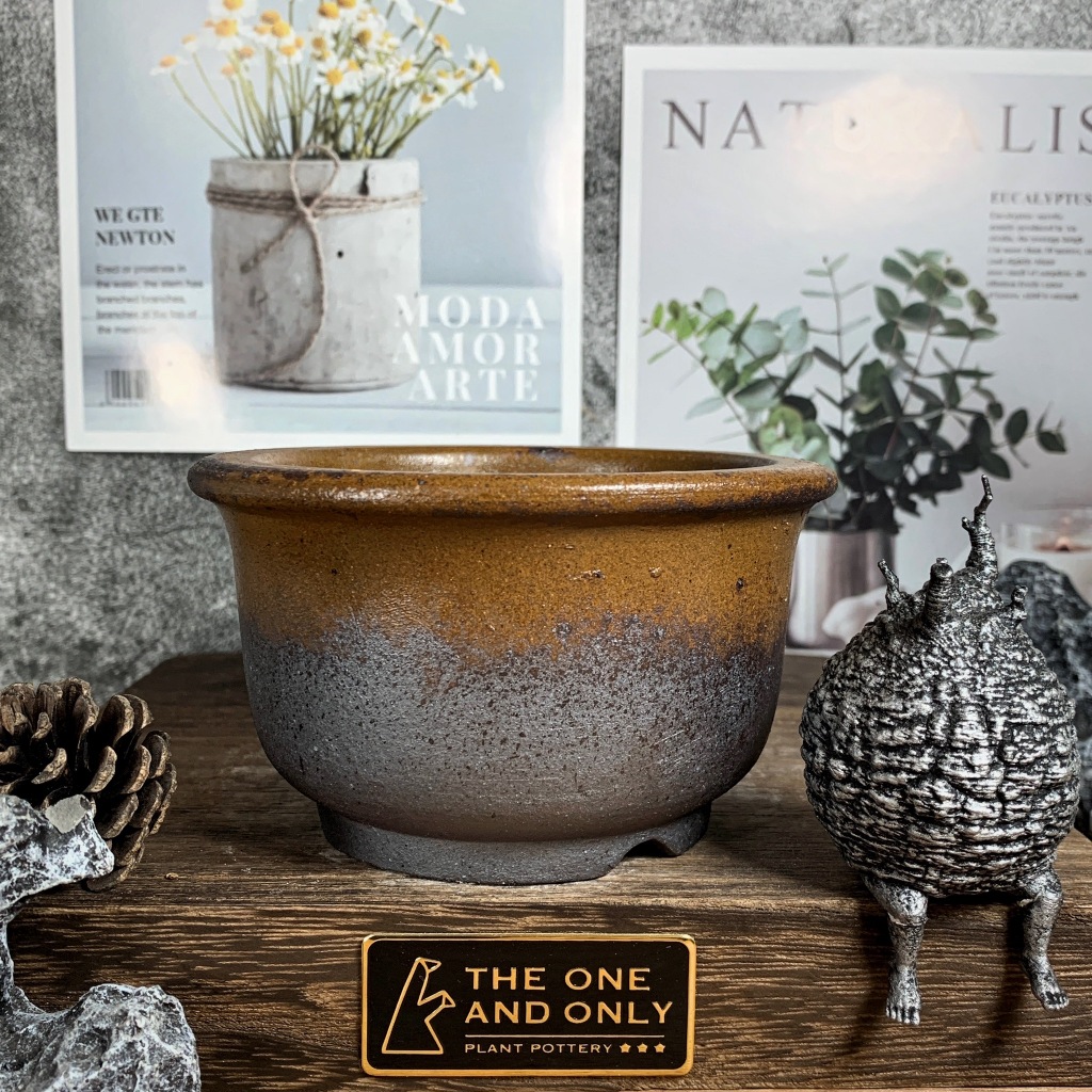 宜興紫砂鉢 多肉盆栽鉢 大盆栽 小盆栽 花足小さい金の鐘」