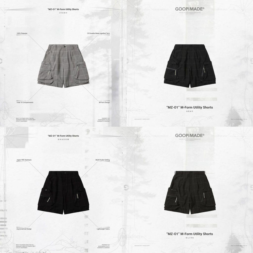GOOPiMADE “MZ-O1” M-Form Utility Shorts Gray 灰3 全新| 蝦皮購物