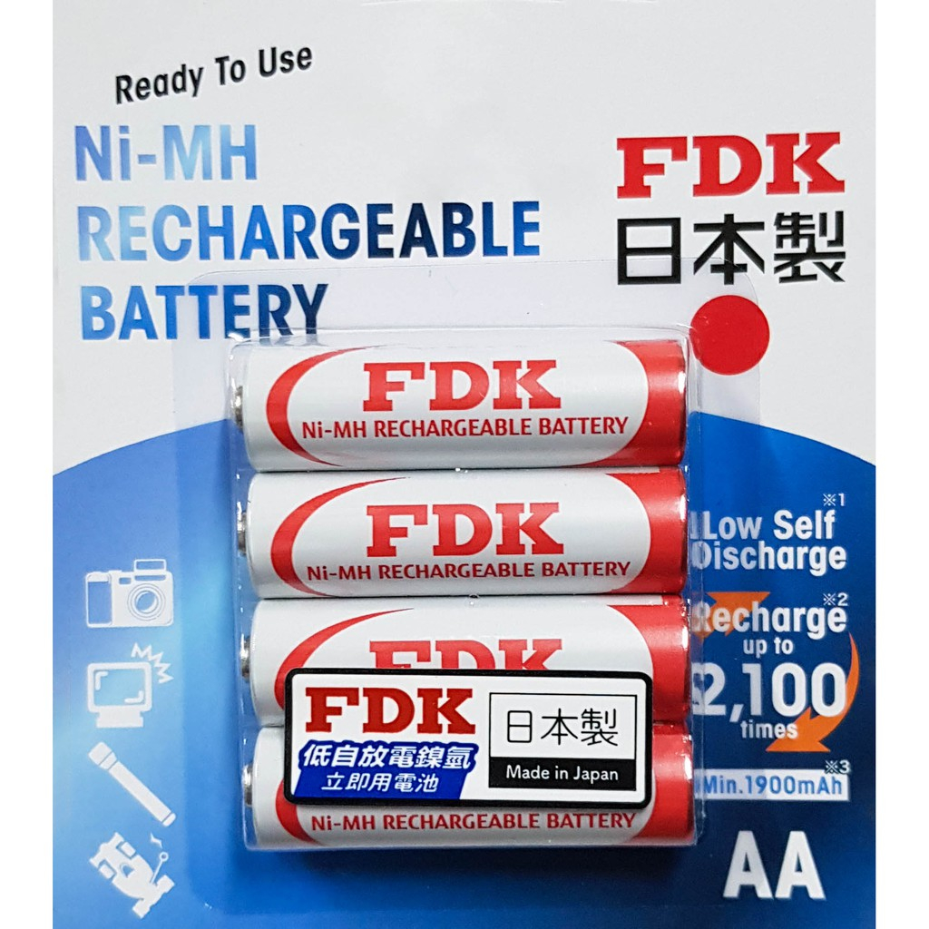 FDK AA(3號)4入 日本製 低自放充電池 鎳氫 1900mAh 樂子3C 3405f | 蝦皮購物