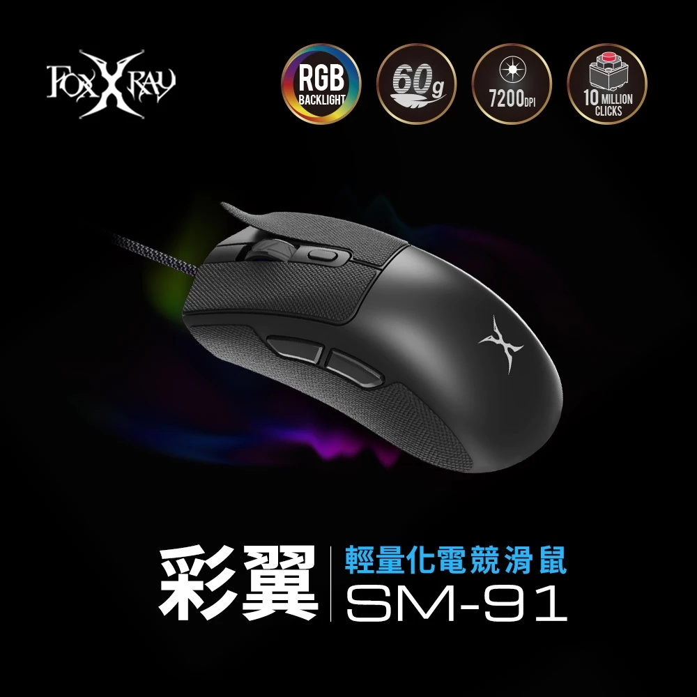 60 克的江湖地位：Foxxray FXR-SM-91 彩翼輕量化電競滑鼠深度推薦
