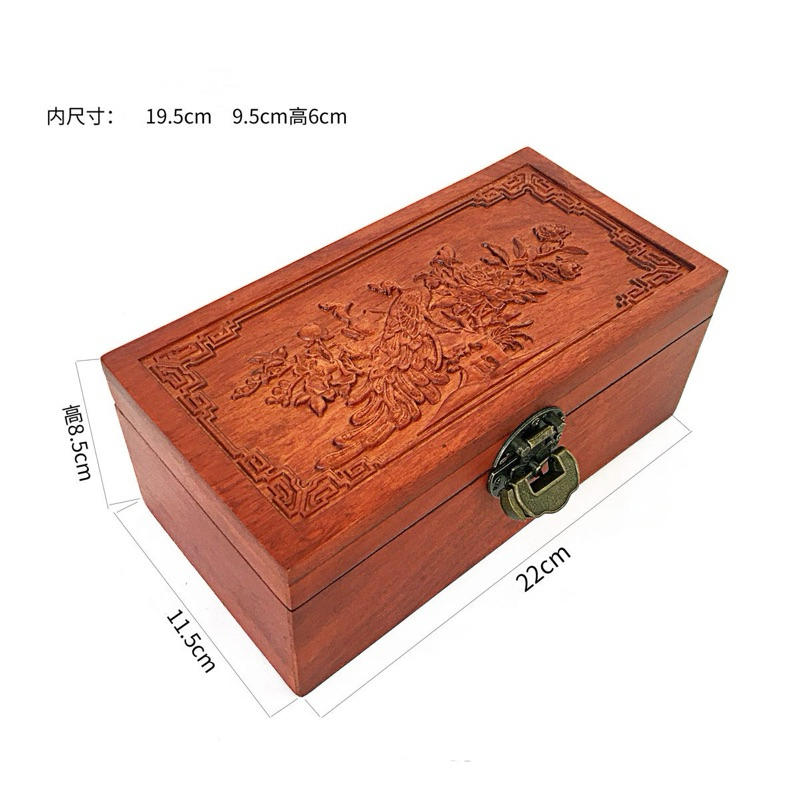 【期間限定】 薰詩奈】現貨復古實木紅木花梨木雕刻雕花長方盒收納盒木盒珠寶盒 木工、竹工芸