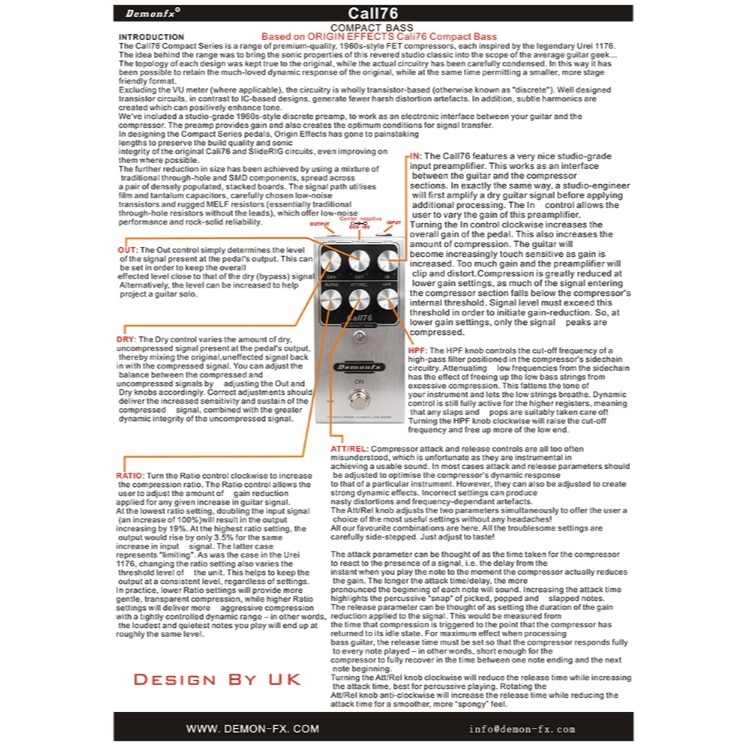 Demonfx CALL76 BASS COMPRESSOR 電貝斯壓縮效果器cail76 | 蝦皮購物