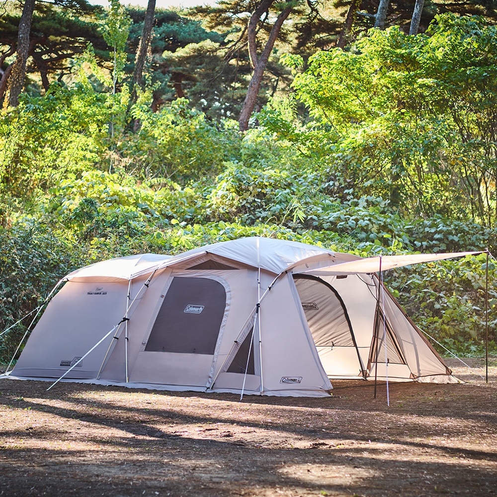 2024新款】Coleman Tough 2-Room 3025 DX/3025 奶茶灰色帳篷頂布氣流