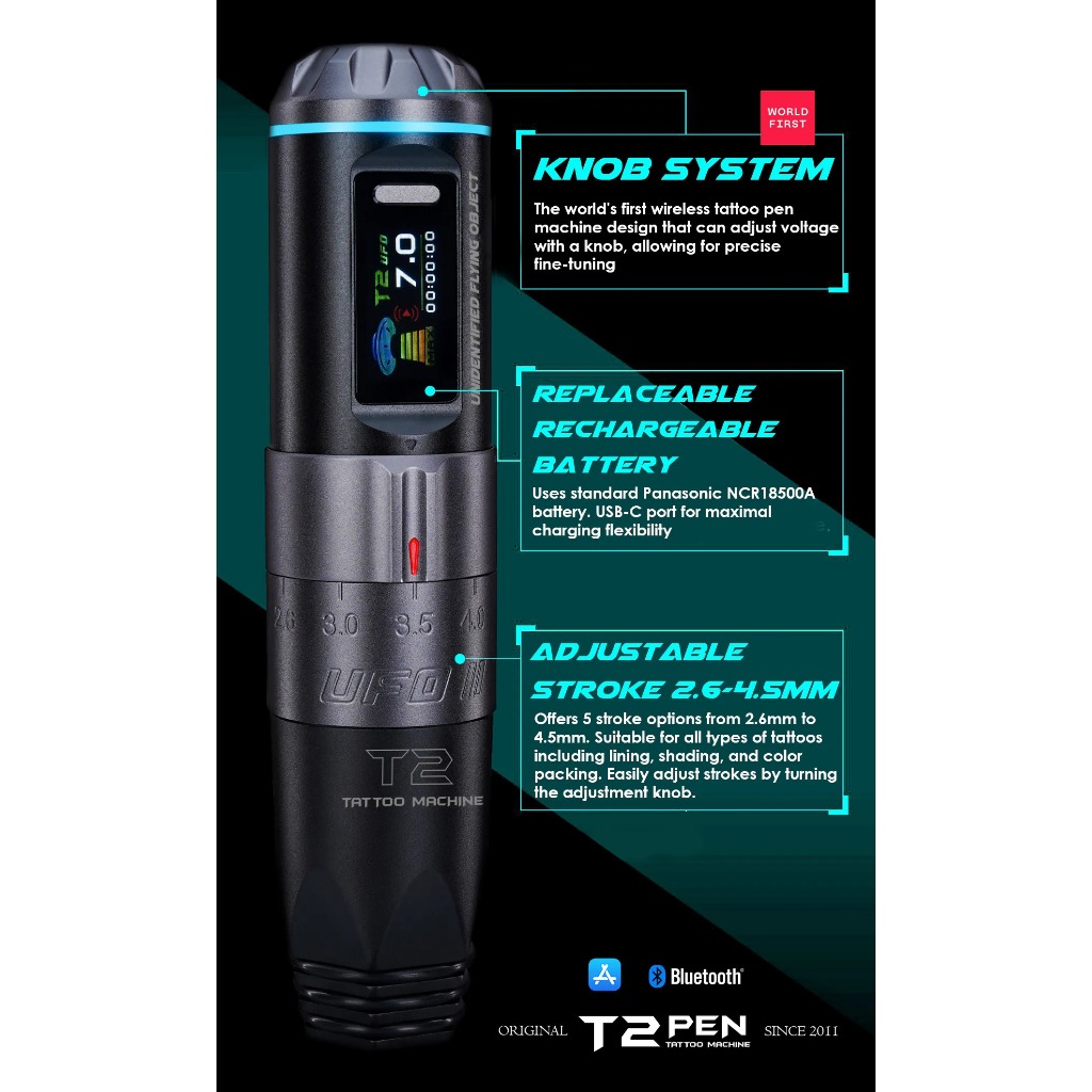 現貨火速出.T2 TATTOO UFO 幽浮機2代-跨世代筆型機.紋身機.刺青馬達機
