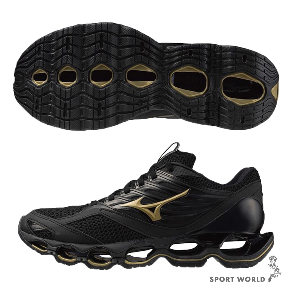 Mizuno 美津濃慢跑鞋男鞋WAVE PROPHECY 13 S 黑金【運動世界