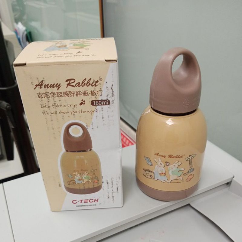 安妮兔玻璃口袋胖胖瓶(160ml)奶茶色 | 蝦皮購物
